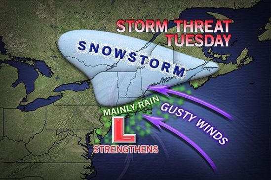 Big coastal storm for Tuesday