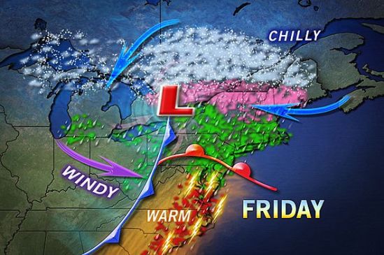 Active weather in the northeast today
