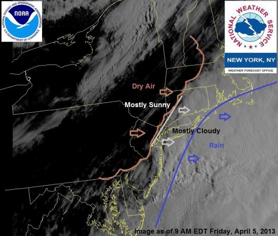 Storm off the coast moving out to sea