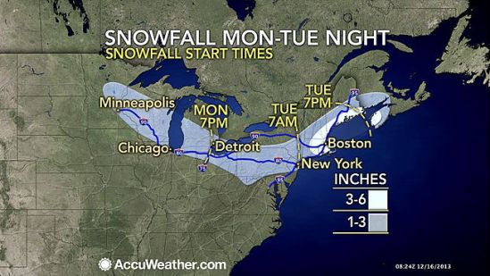 2-4 inch snowfall today!